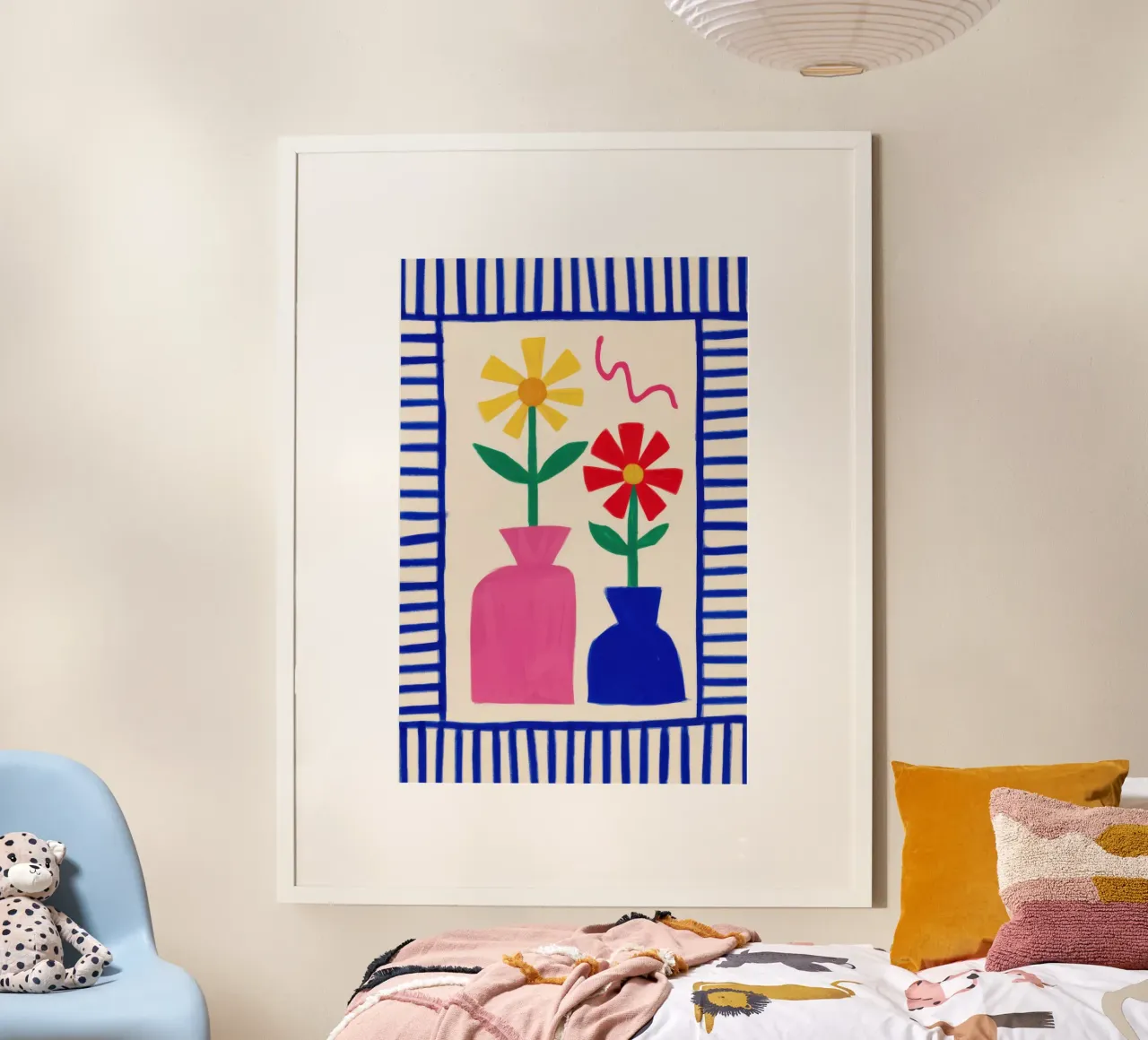 Natura morta di giardino piastrellato poster con telaio in plastica da Thistle Bloom