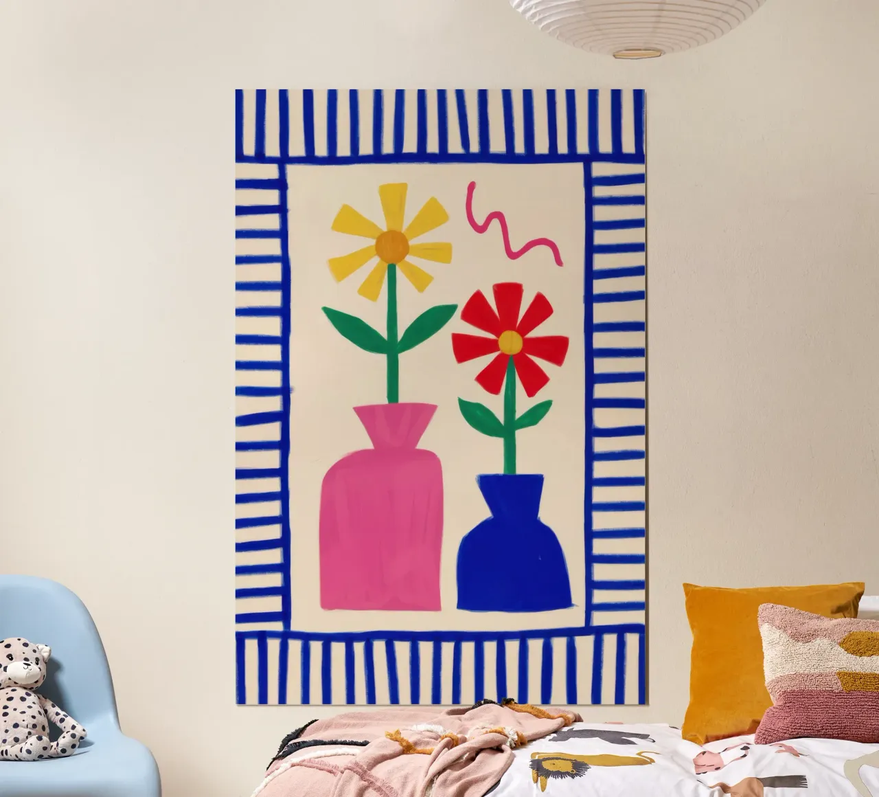 Natura morta di giardino piastrellato poster con telaio in plastica da Thistle Bloom