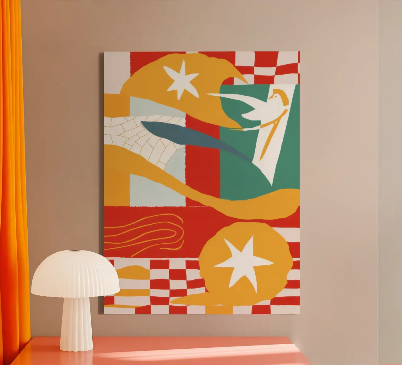 Hemels Dambord Abstract canvas met Baklijst van Lunar Valentina