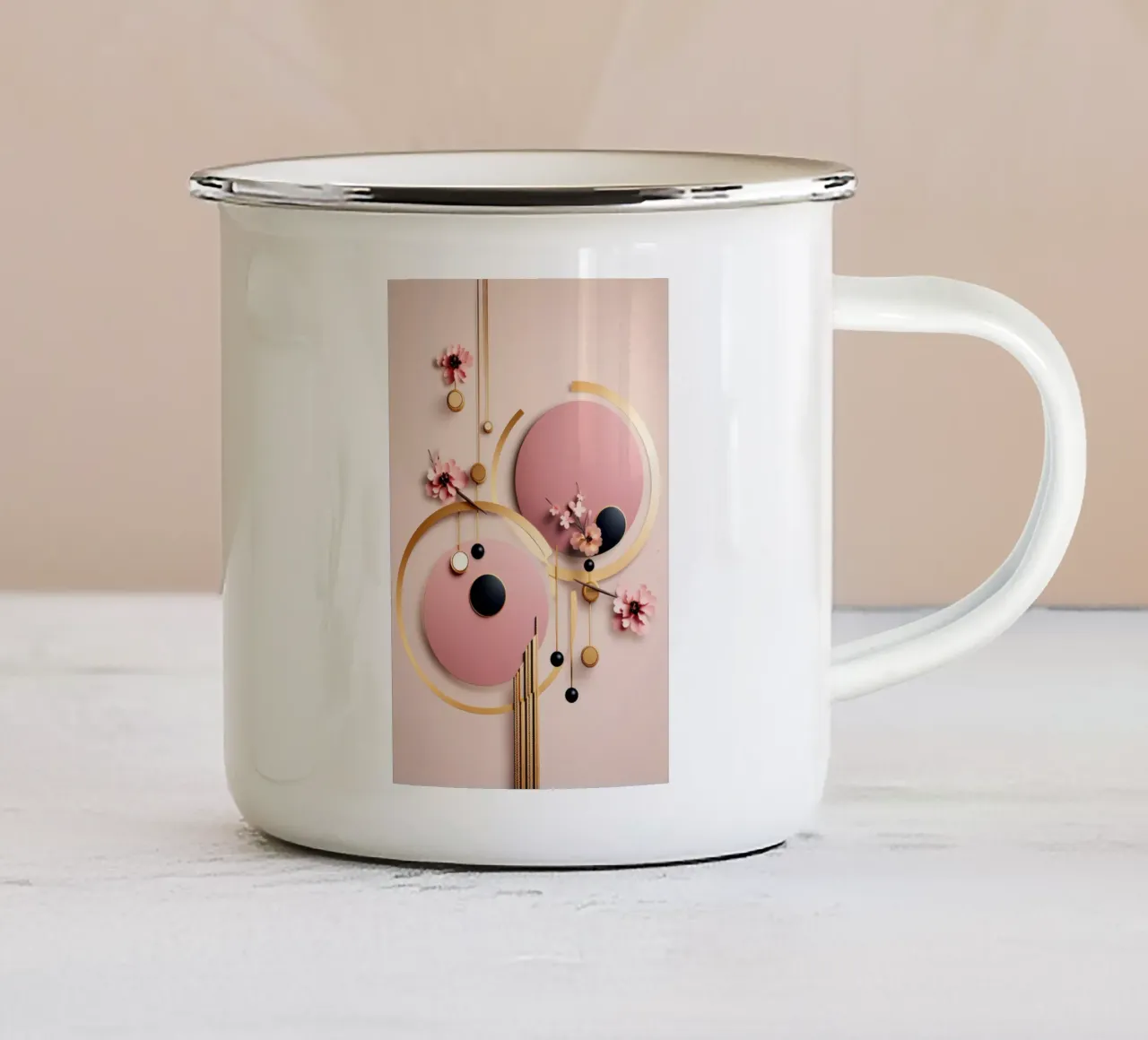 Bubblegum Oro Astratto Floreale 8 tazza in smalto da Tameo