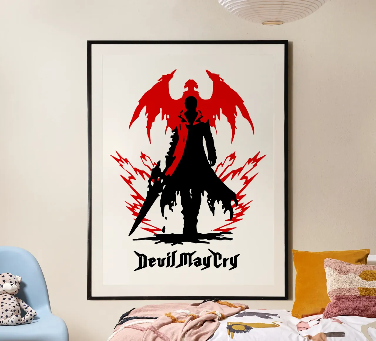 Devil May Cry 3 poster con telaio in alluminio da https://www.juniqe.com/uk/shop/Henndraws