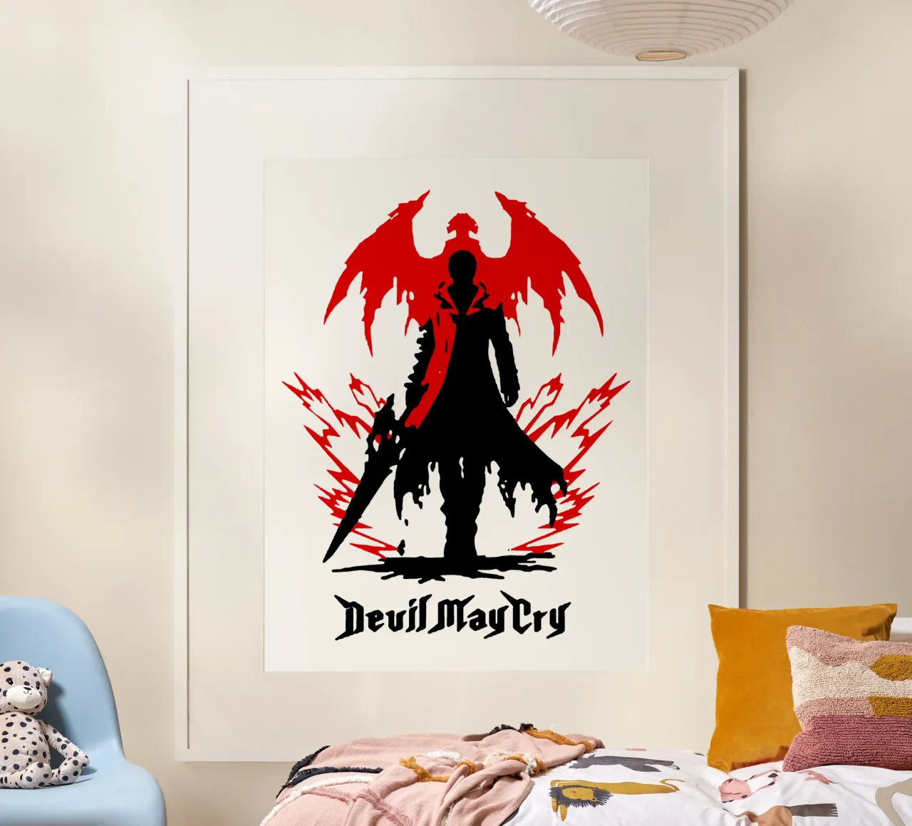 Devil May Cry 3 poster con telaio in alluminio da https://www.juniqe.com/uk/shop/Henndraws