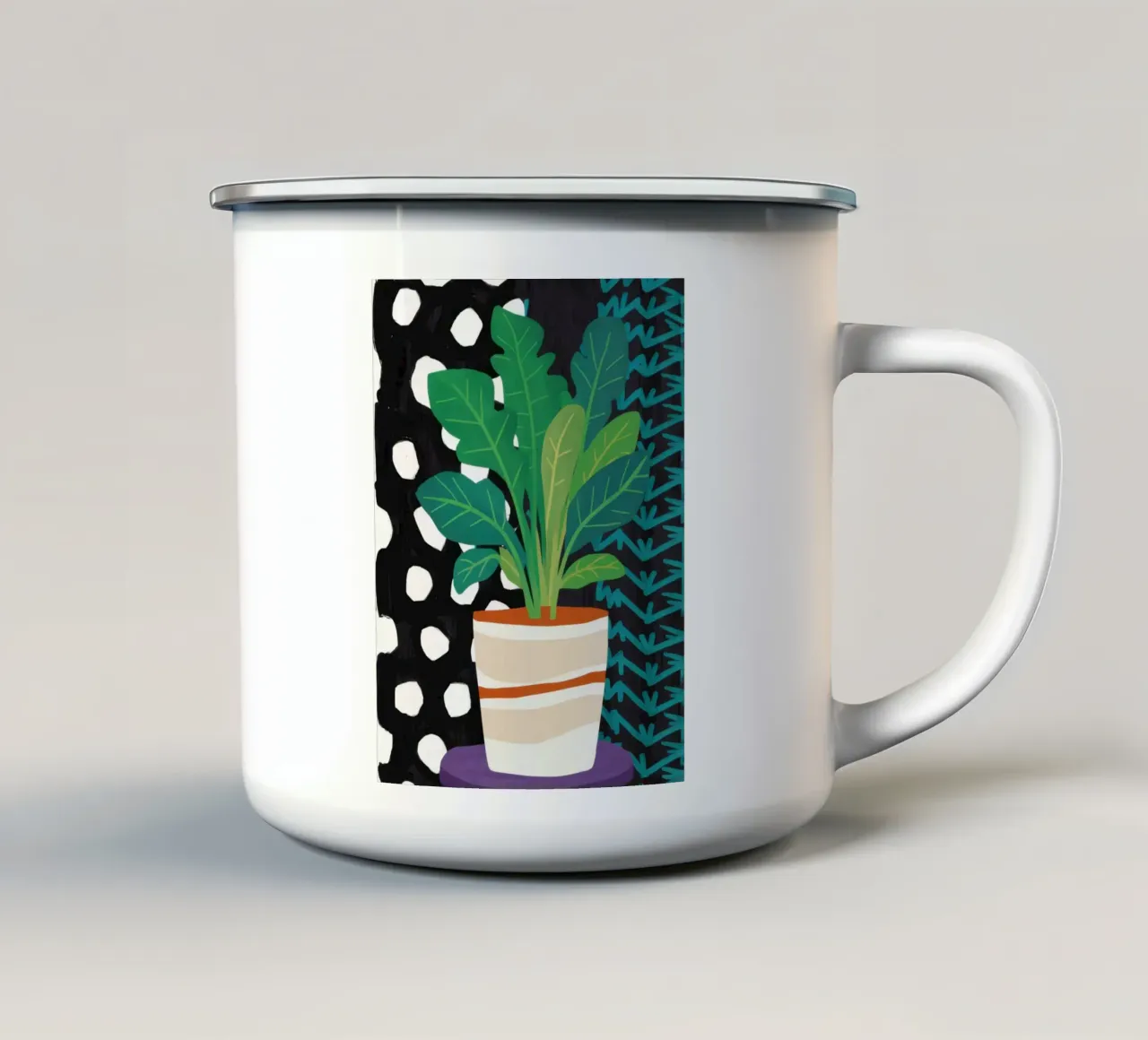 Monstera a pois tazza in smalto da Thistle Bloom