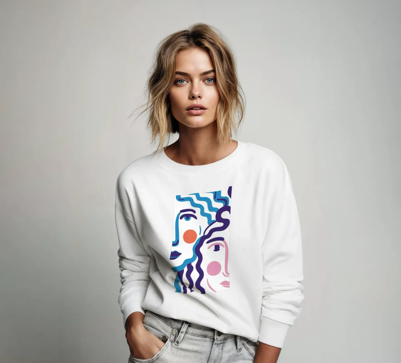Golvend lijn portret sweatshirt van Line Fable