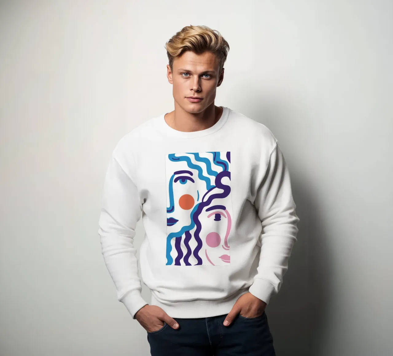 Golvend lijn portret sweatshirt van Line Fable