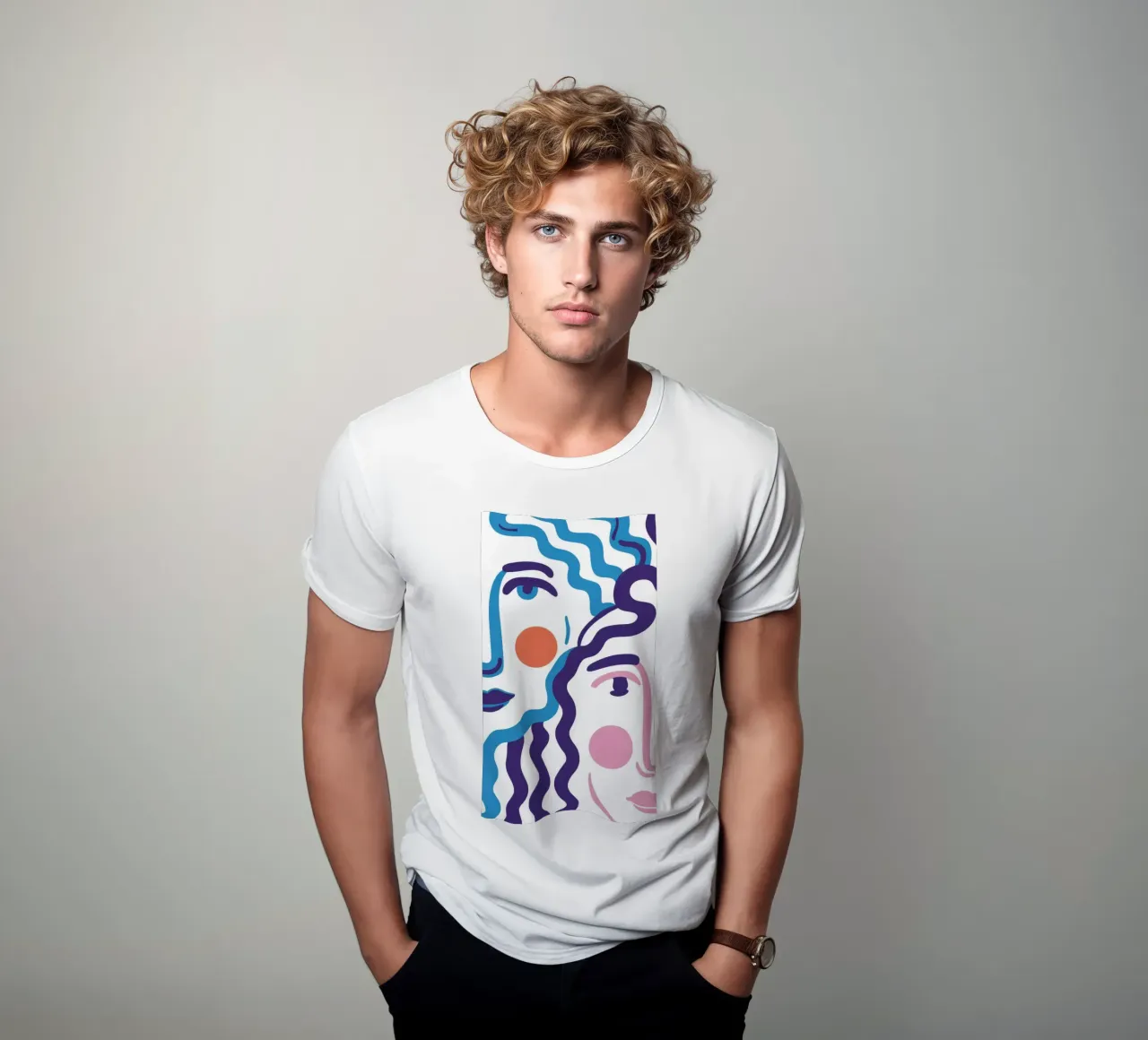 Ritratto a linee ondulate t-shirt da Line Fable