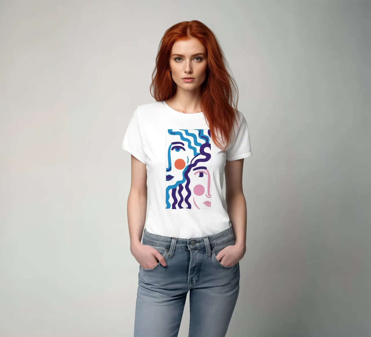 Ritratto a linee ondulate t-shirt da Line Fable
