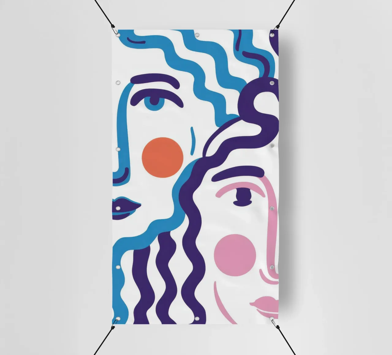 Ritratto a linee ondulate telo in pvc da Line Fable