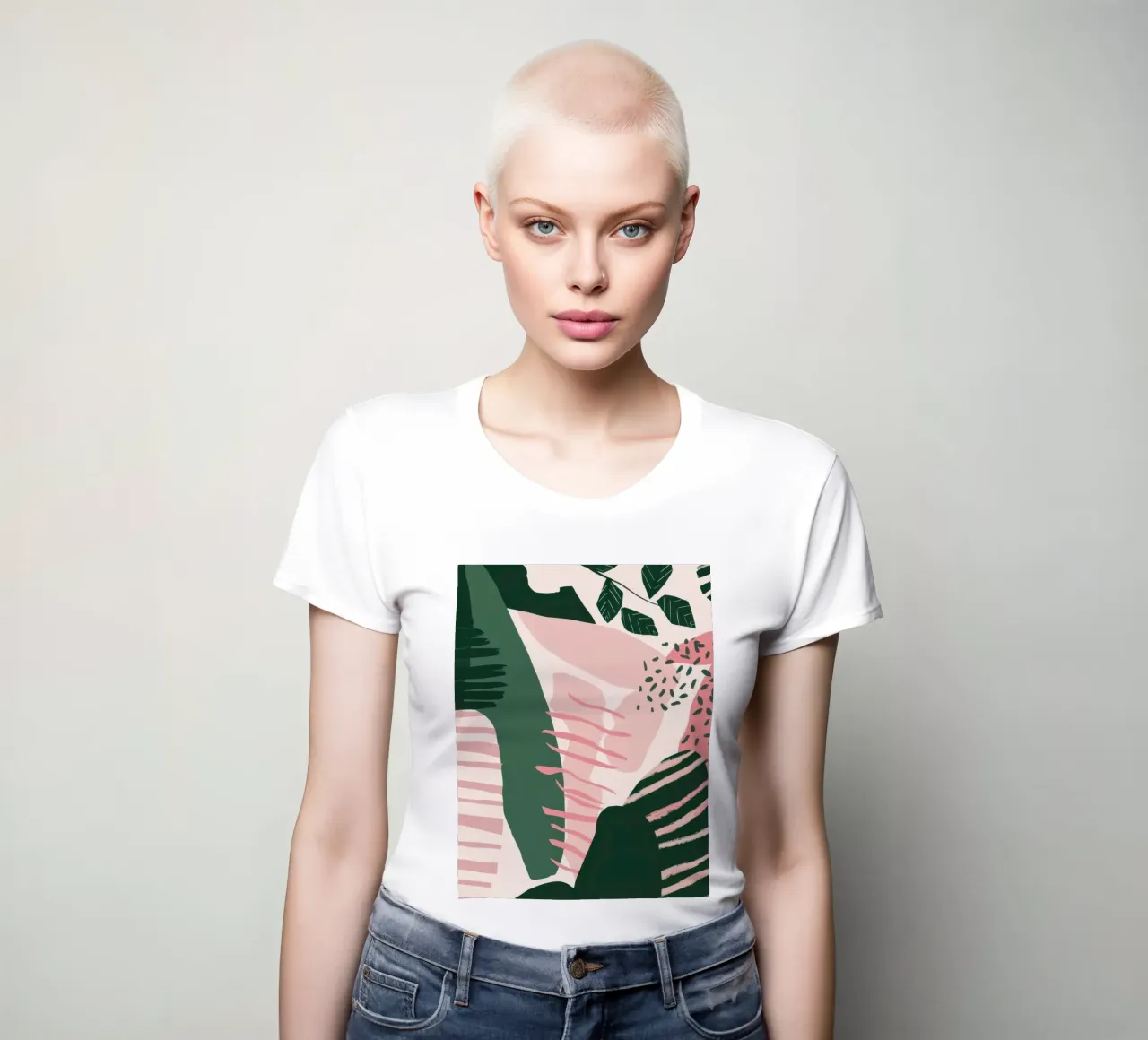 Green Shape Abstract women's fitted t-shirt by Thistle Bloom