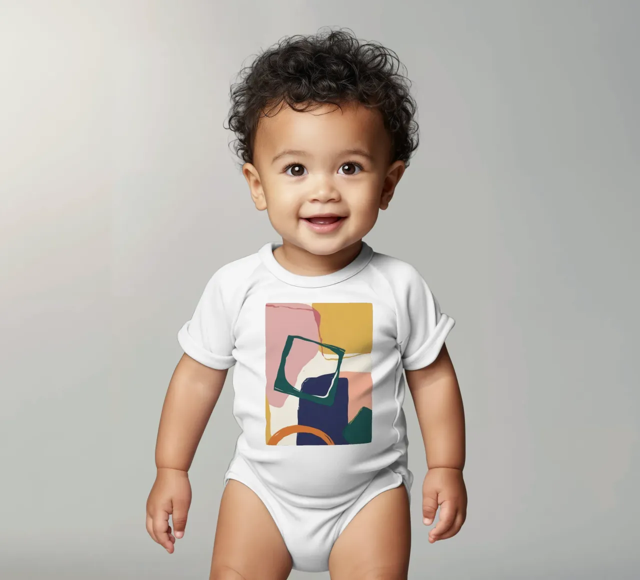 Balanced Forms in Space short-sleeve baby romper by Thistle Bloom