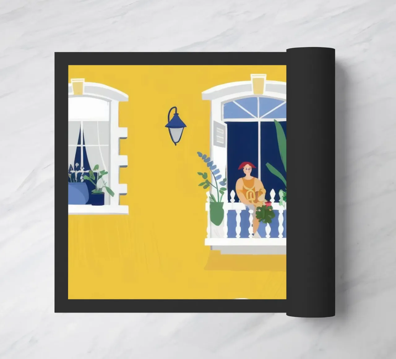 Façade jaune ensoleillée paillasson de Frosh Pallete
