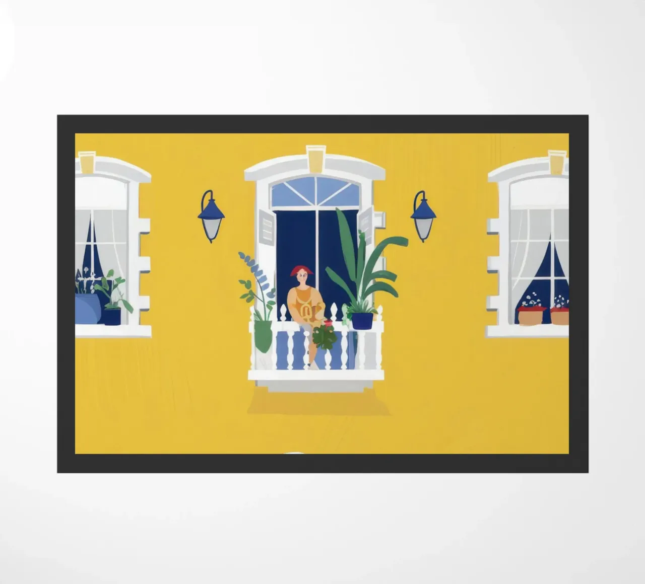 Façade jaune ensoleillée paillasson de Frosh Pallete