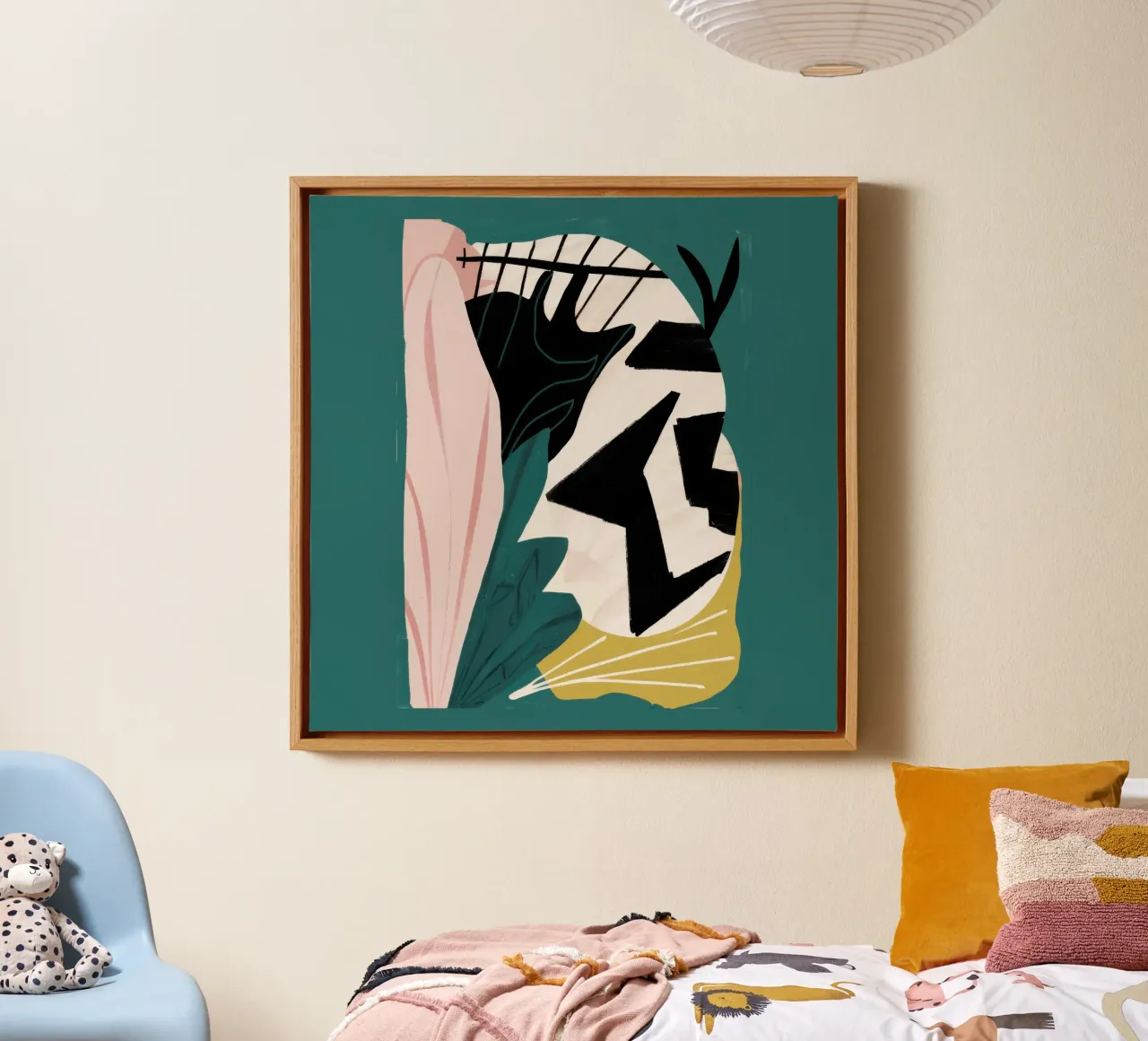 Sfeervol blad abstract canvas met Baklijst van Line Fable