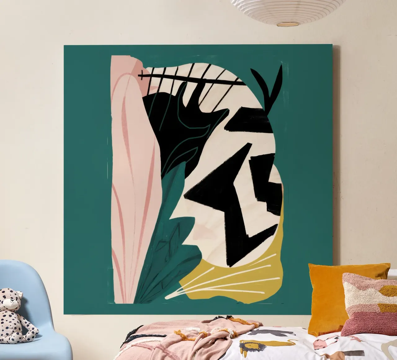 Sfeervol blad abstract canvas met Baklijst van Line Fable