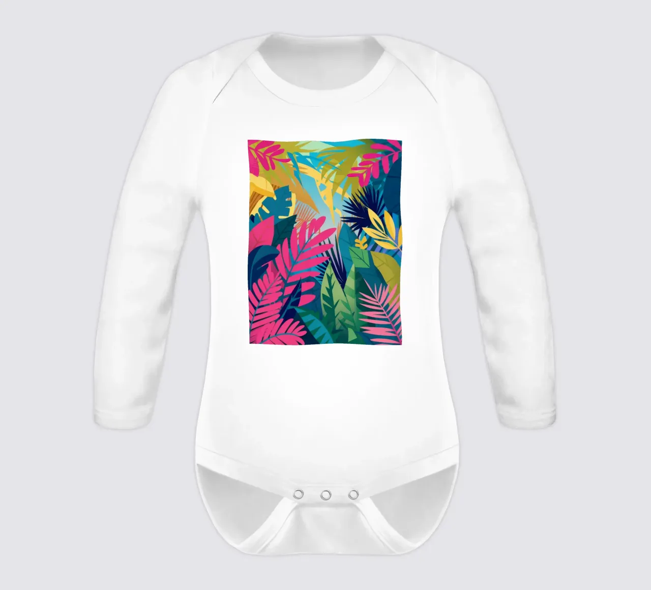 Hot Pink Jungle long-sleeve baby romper by Frosh Pallete