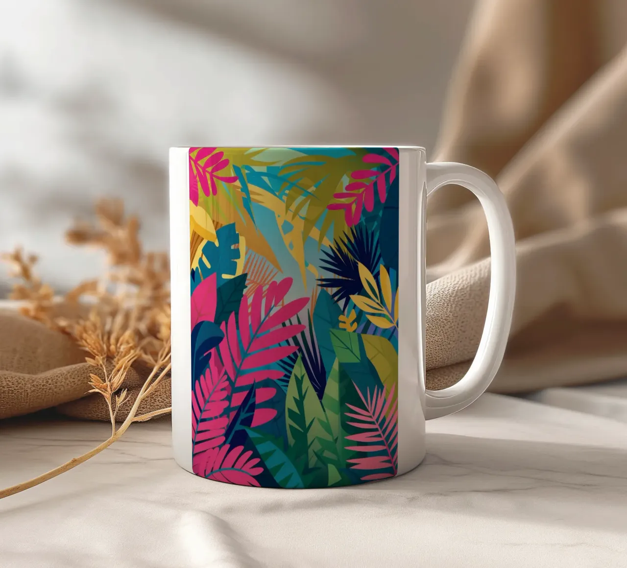Hot Pink Jungle ceramic mug by Frosh Pallete
