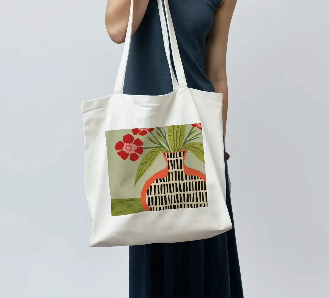 Fiori in vaso a righe borsa in juta da Line Fable