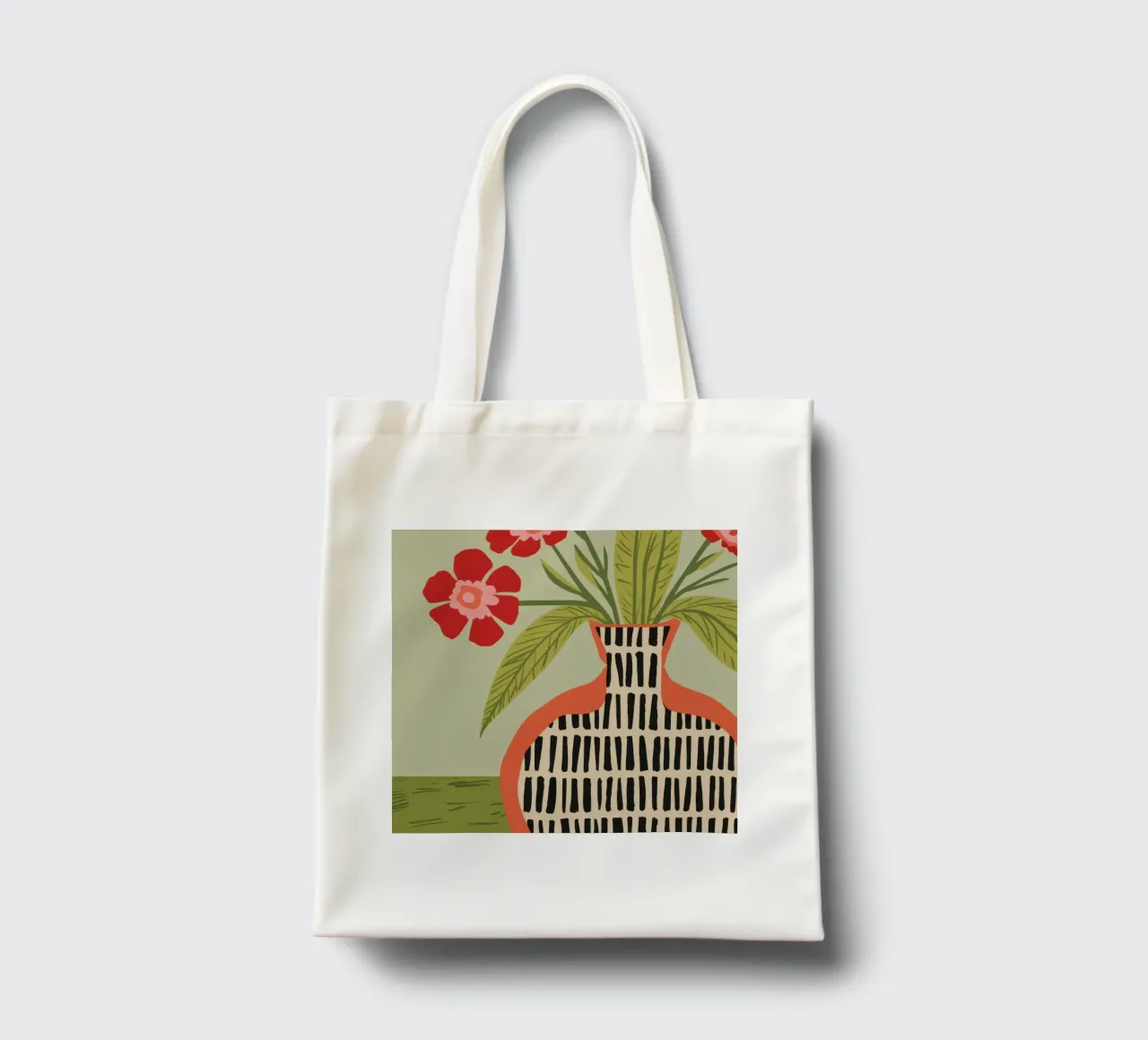 Fiori in vaso a righe borsa in juta da Line Fable