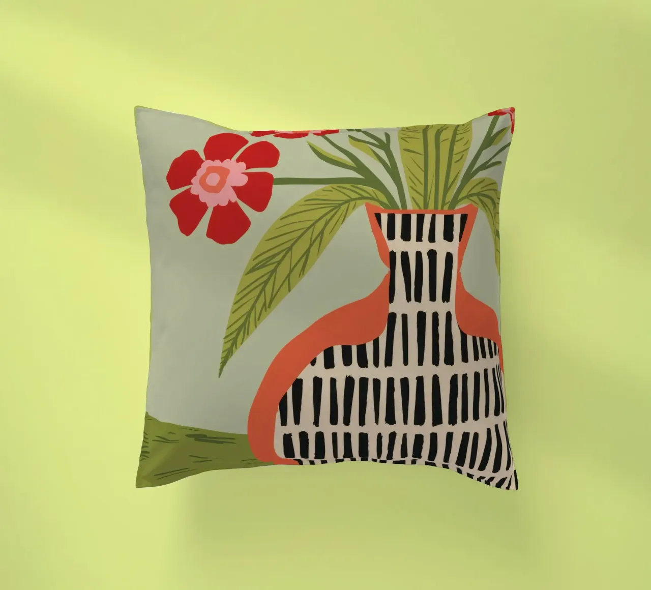 Fiori in vaso a righe cuscino da Line Fable
