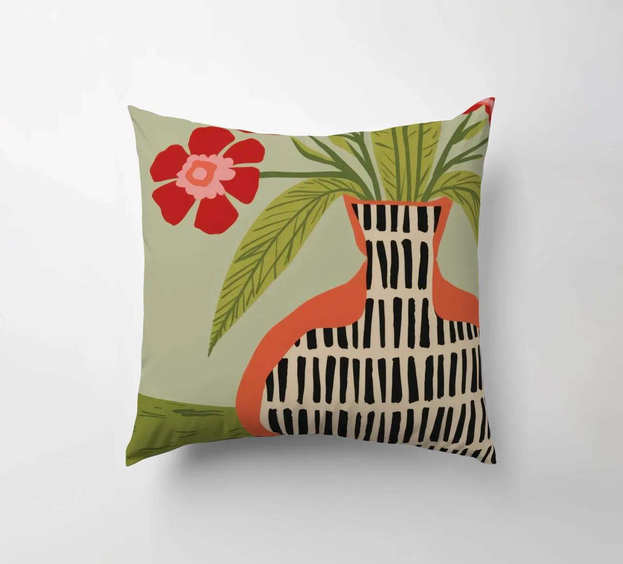Fiori in vaso a righe cuscino da Line Fable