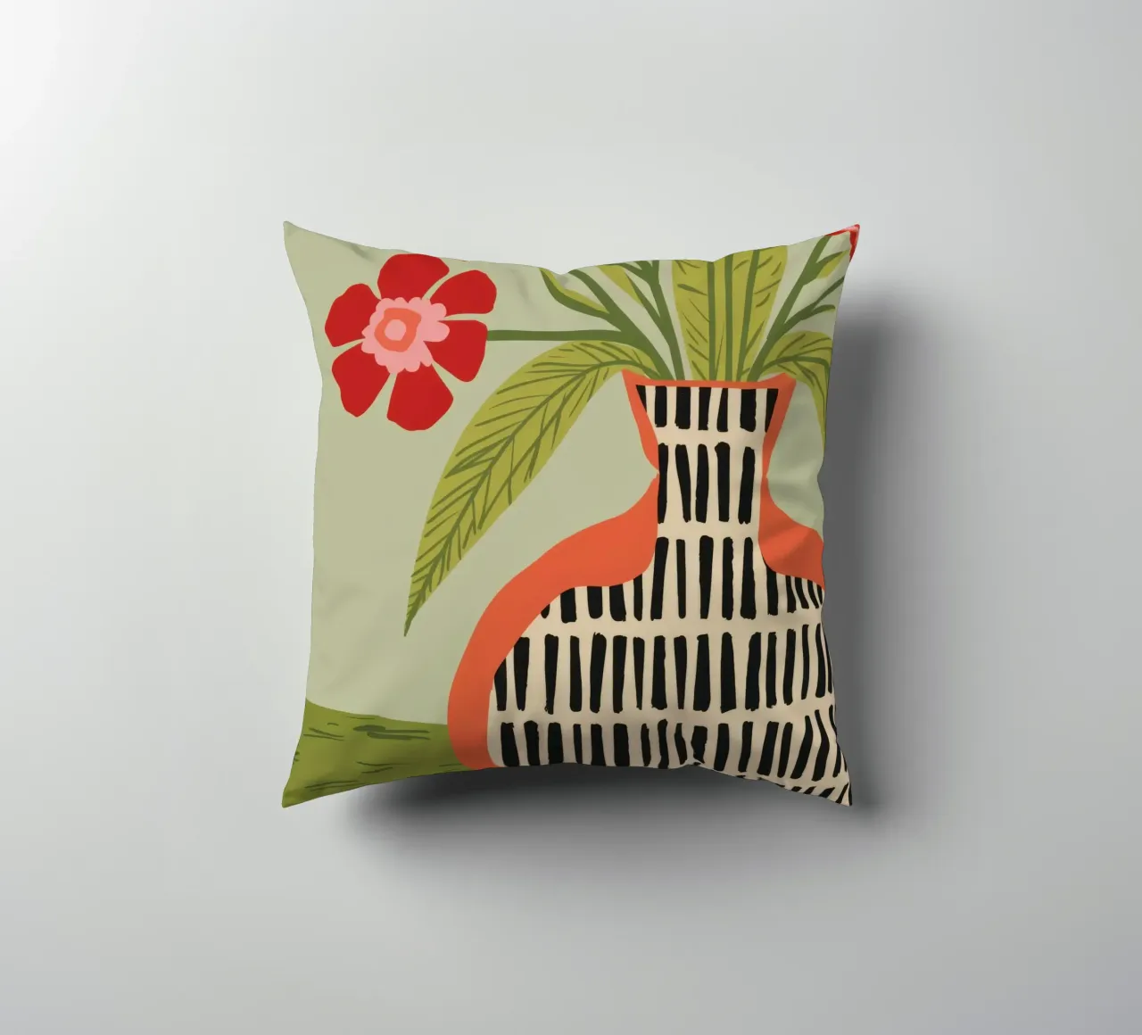 Fiori in vaso a righe cuscino da Line Fable