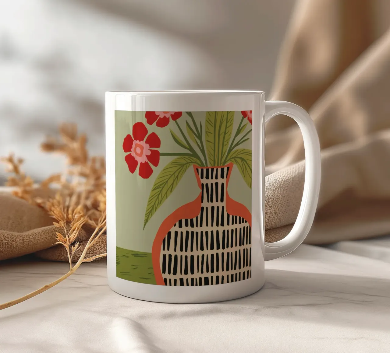 Fiori in vaso a righe tazza in ceramica da Line Fable