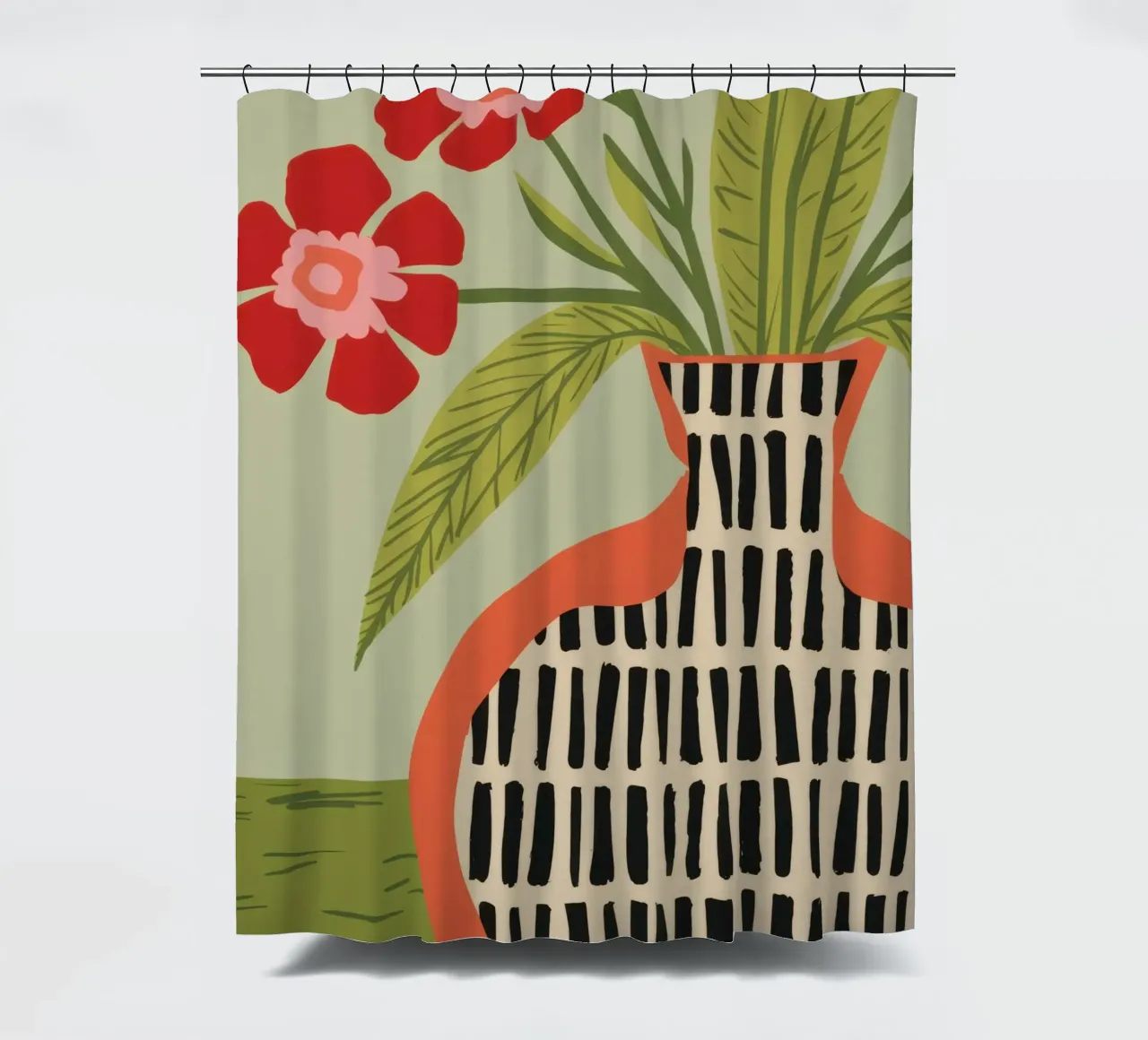 Fiori in vaso a righe tenda da doccia da Line Fable