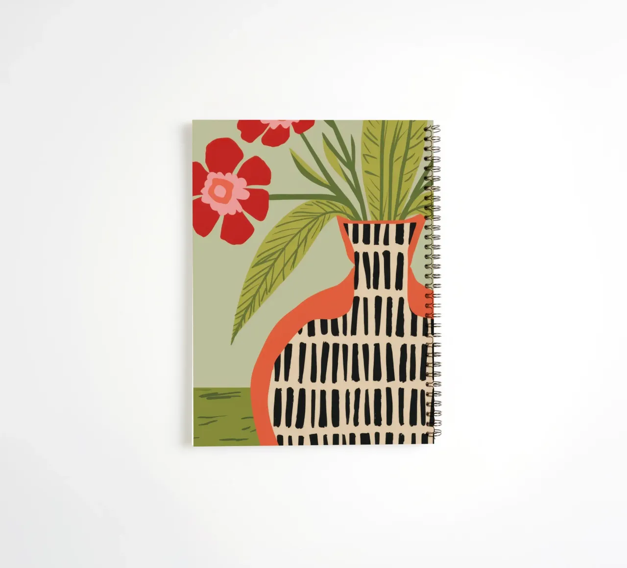 Fiori in vaso a righe diario ad anelli da Line Fable