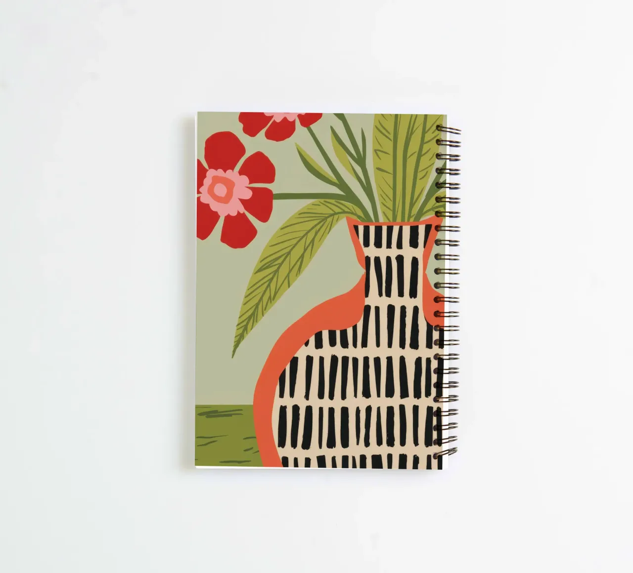 Fiori in vaso a righe diario ad anelli da Line Fable