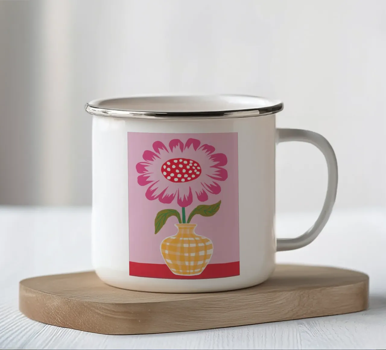 Semplice fiore rosa tazza in smalto da Obs Canvas