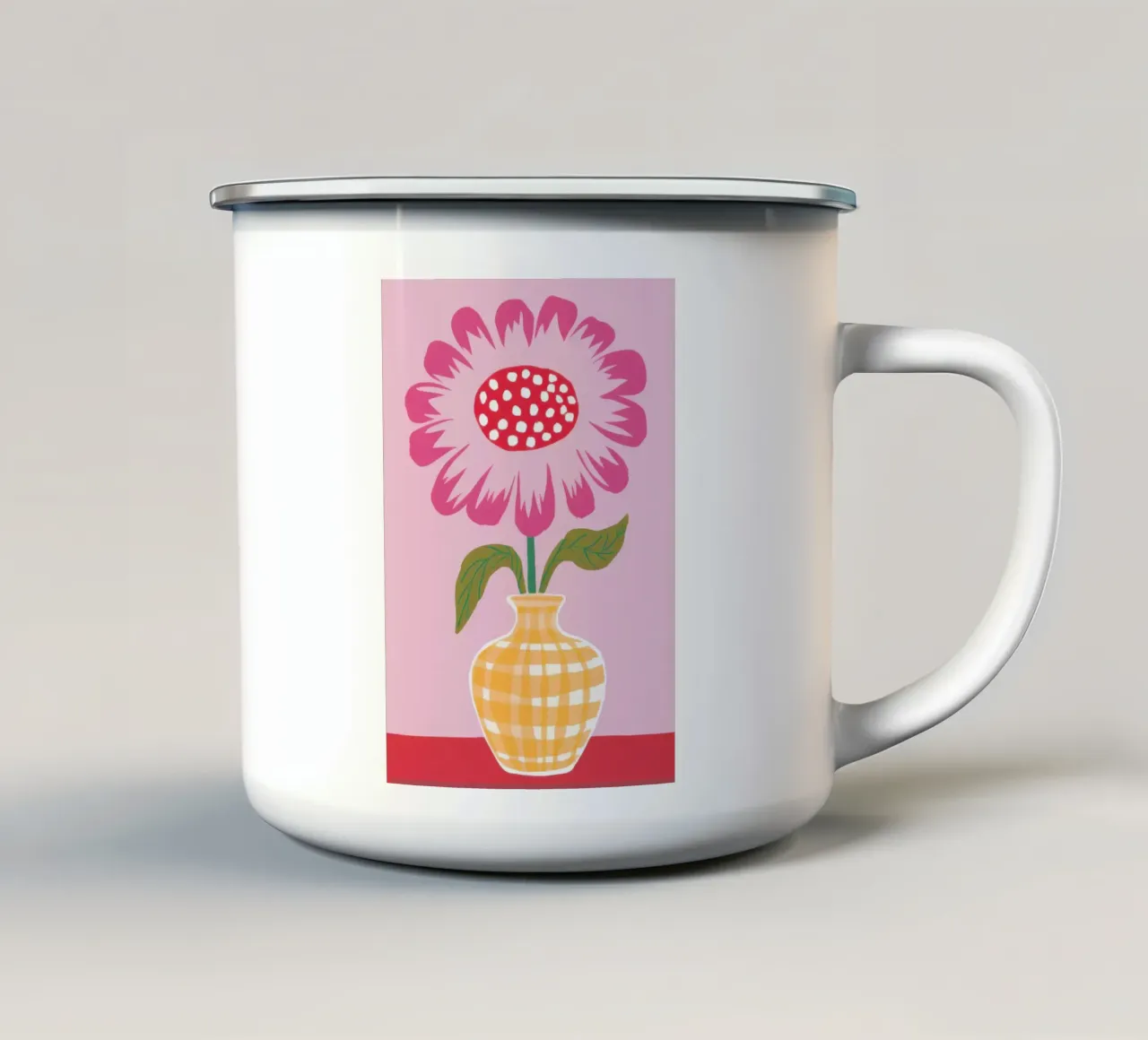 Semplice fiore rosa tazza in smalto da Obs Canvas