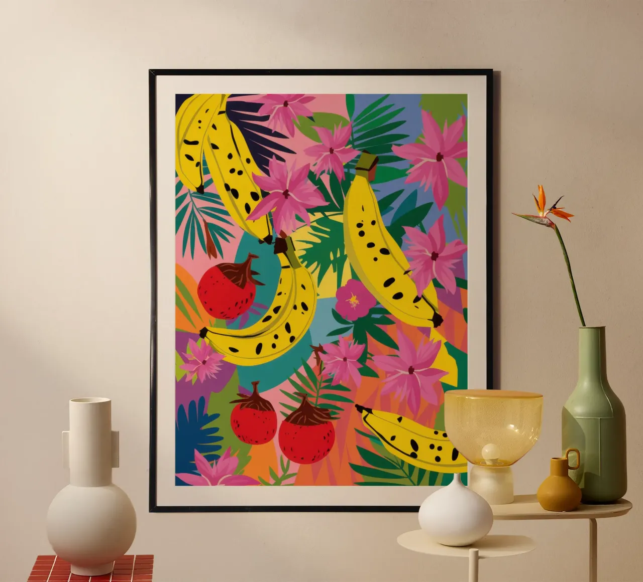 Banana selvatica Leopardo poster con telaio in legno da Frosh Pallete
