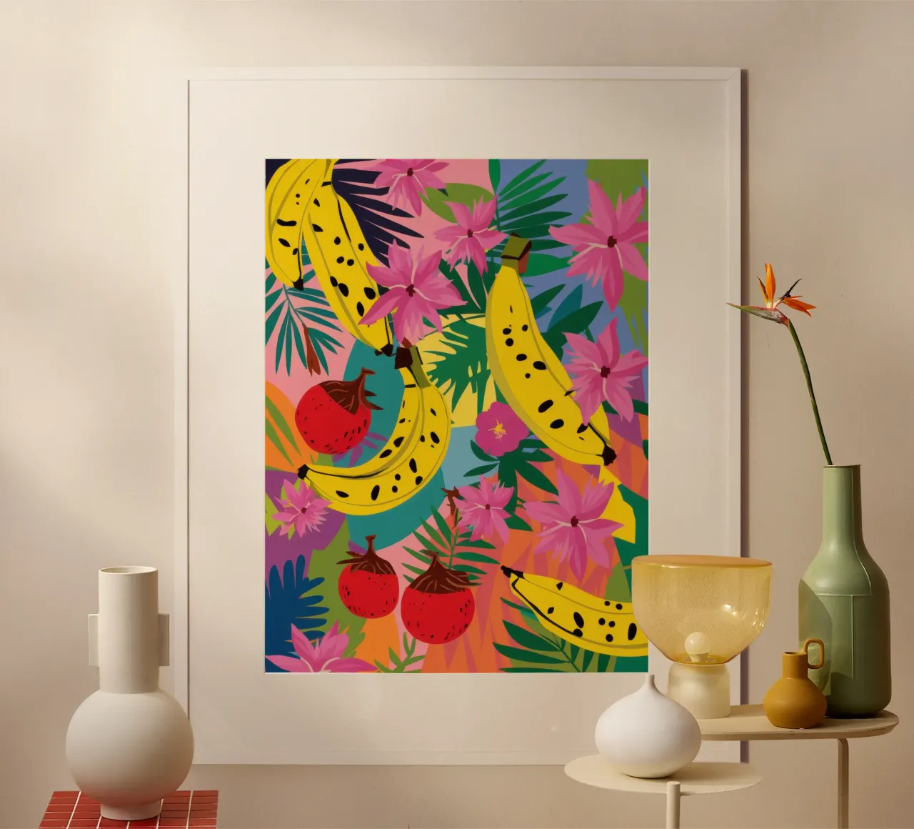 Banana selvatica Leopardo poster con telaio in legno da Frosh Pallete