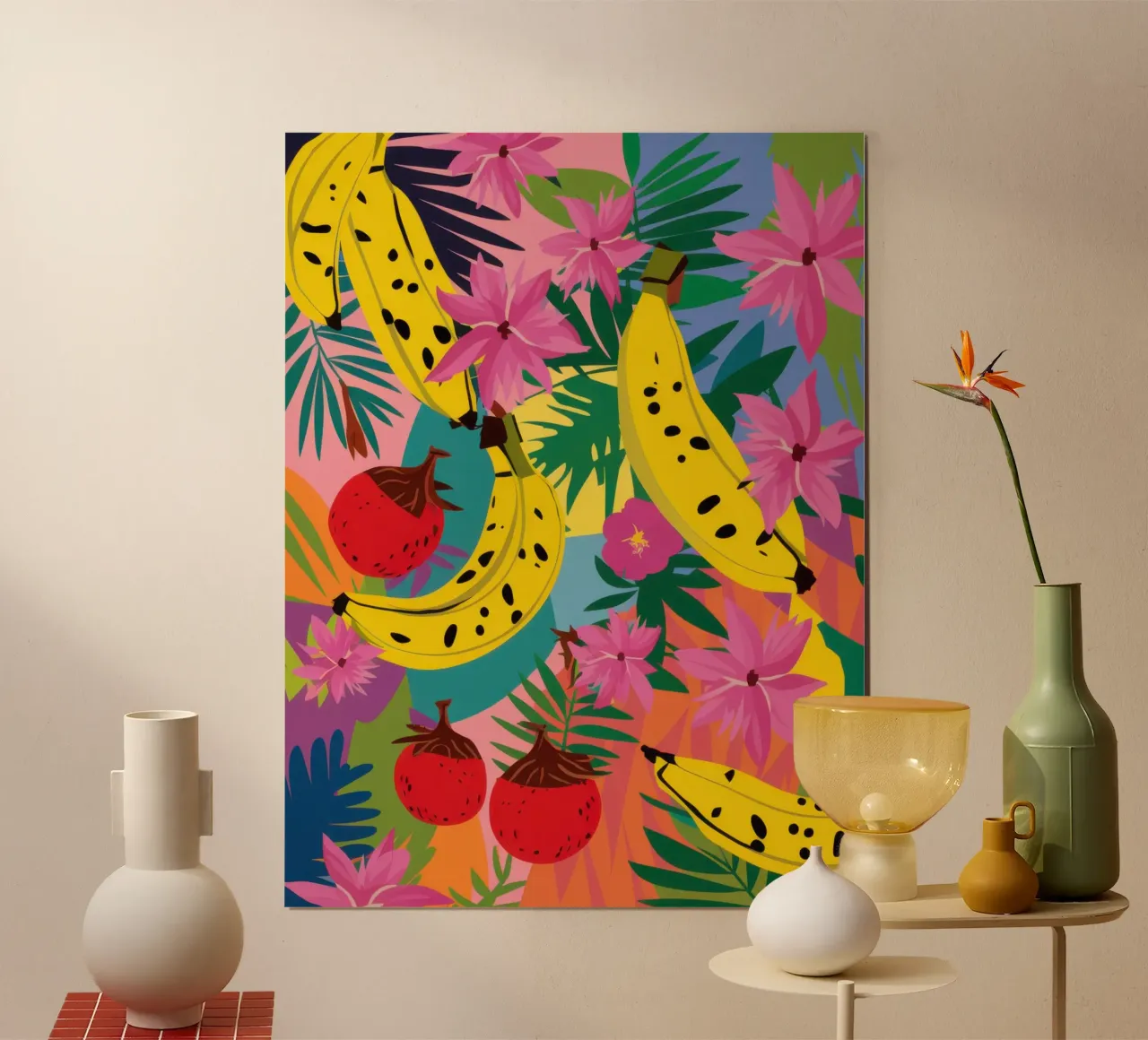 Banana selvatica Leopardo poster con telaio in legno da Frosh Pallete