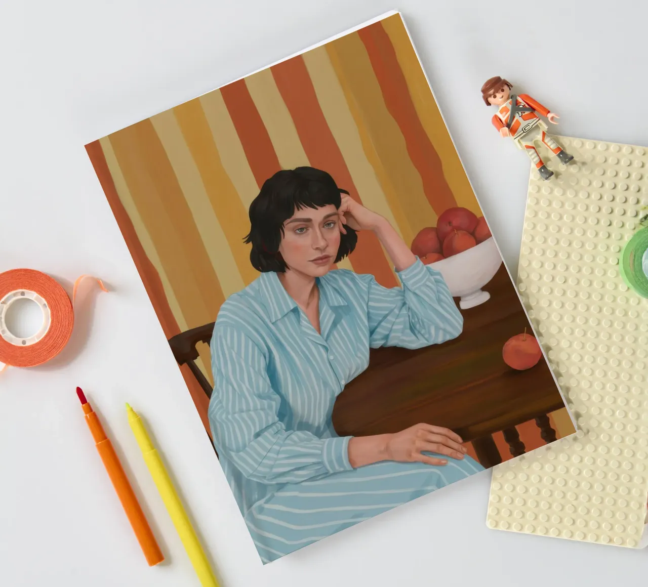 Pensive Table Portrait notebook by Obs Canvas