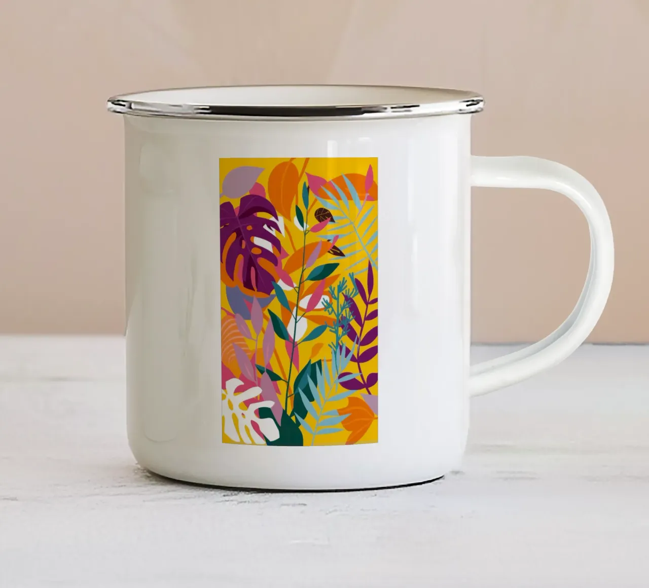 Motivo della giungla cromatica tazza in smalto da Line Fable