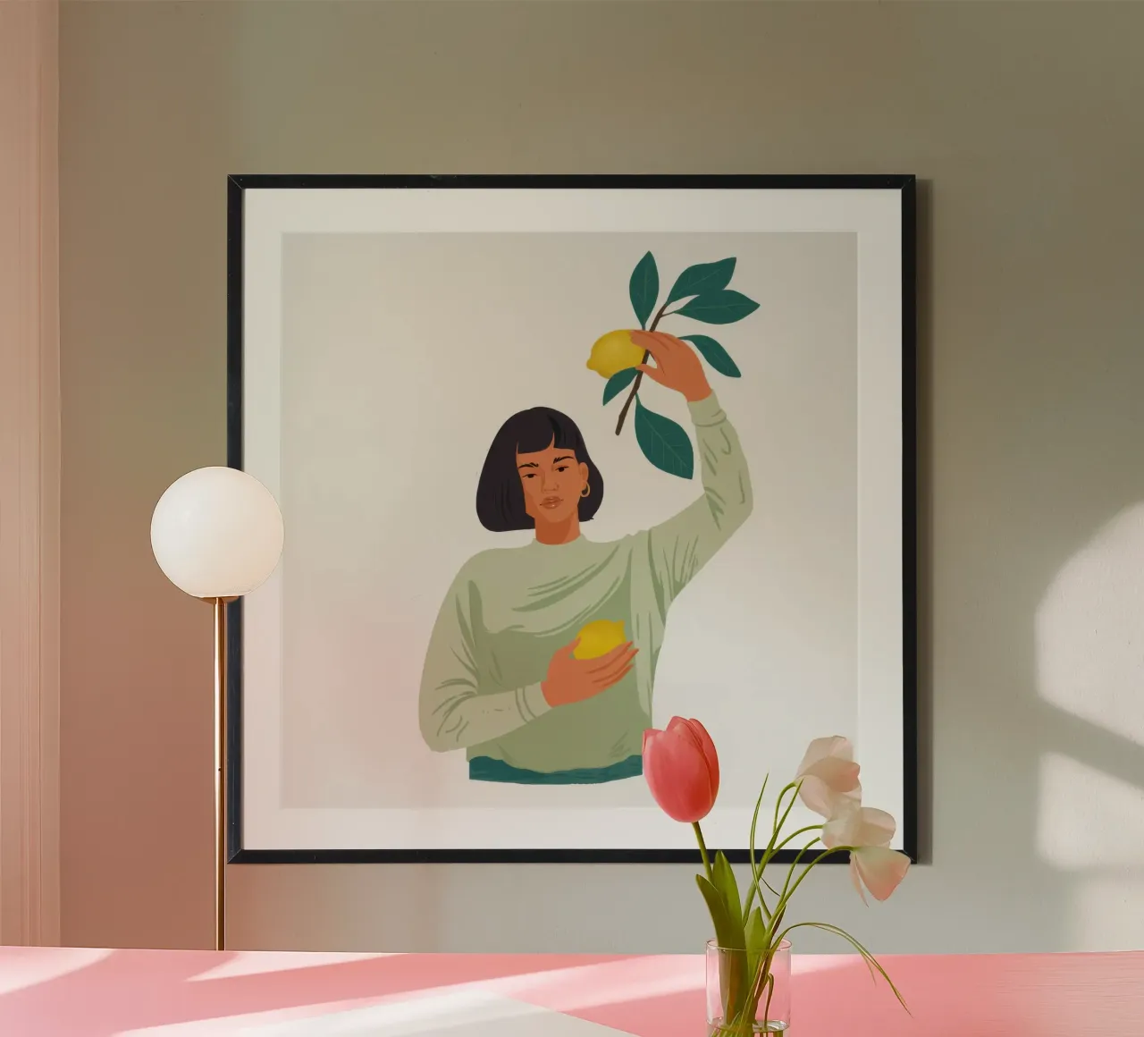 Gioia del raccolto al limone poster con telaio in plastica da Obs Canvas