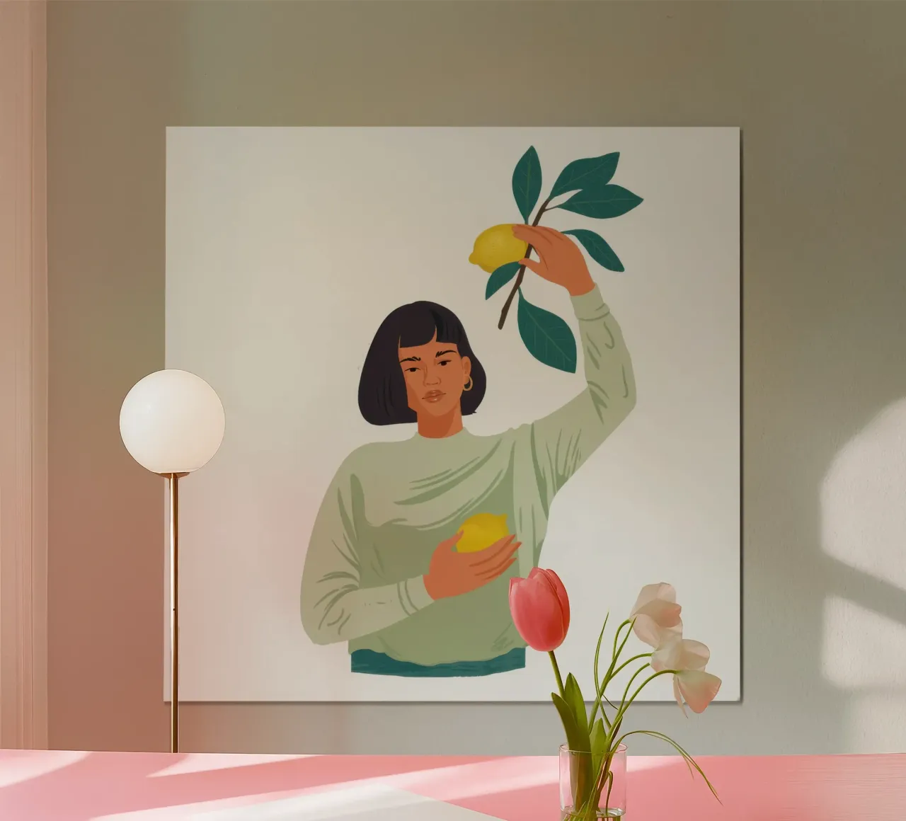 Gioia del raccolto al limone poster con telaio in plastica da Obs Canvas