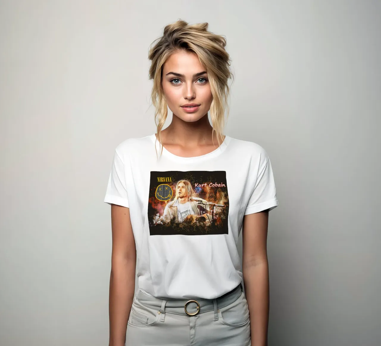 Kurt Cobain: The Fragile Icon Who Changed Music Forever women's fitted t-shirt by Abasa Inaraya