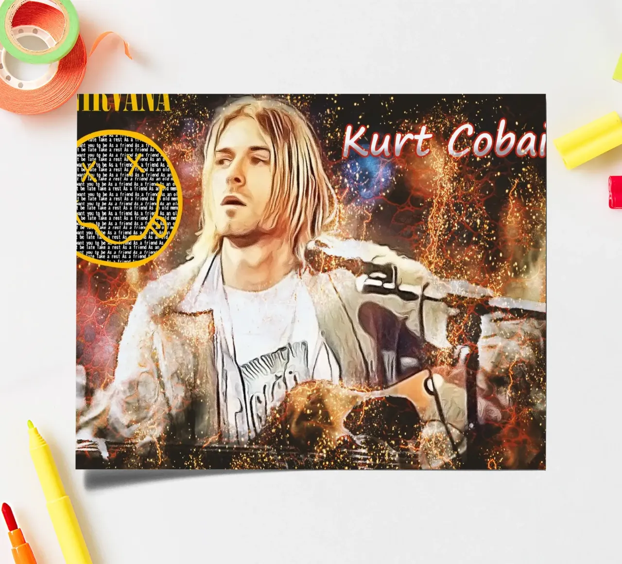 Kurt Cobain: The Fragile Icon Who Changed Music Forever sticker sheet by Abasa Inaraya
