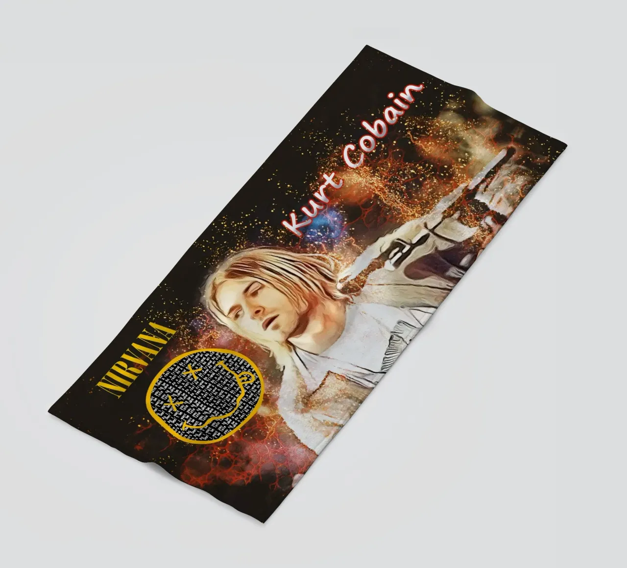 Kurt Cobain: The Fragile Icon Who Changed Music Forever beach towel by Abasa Inaraya