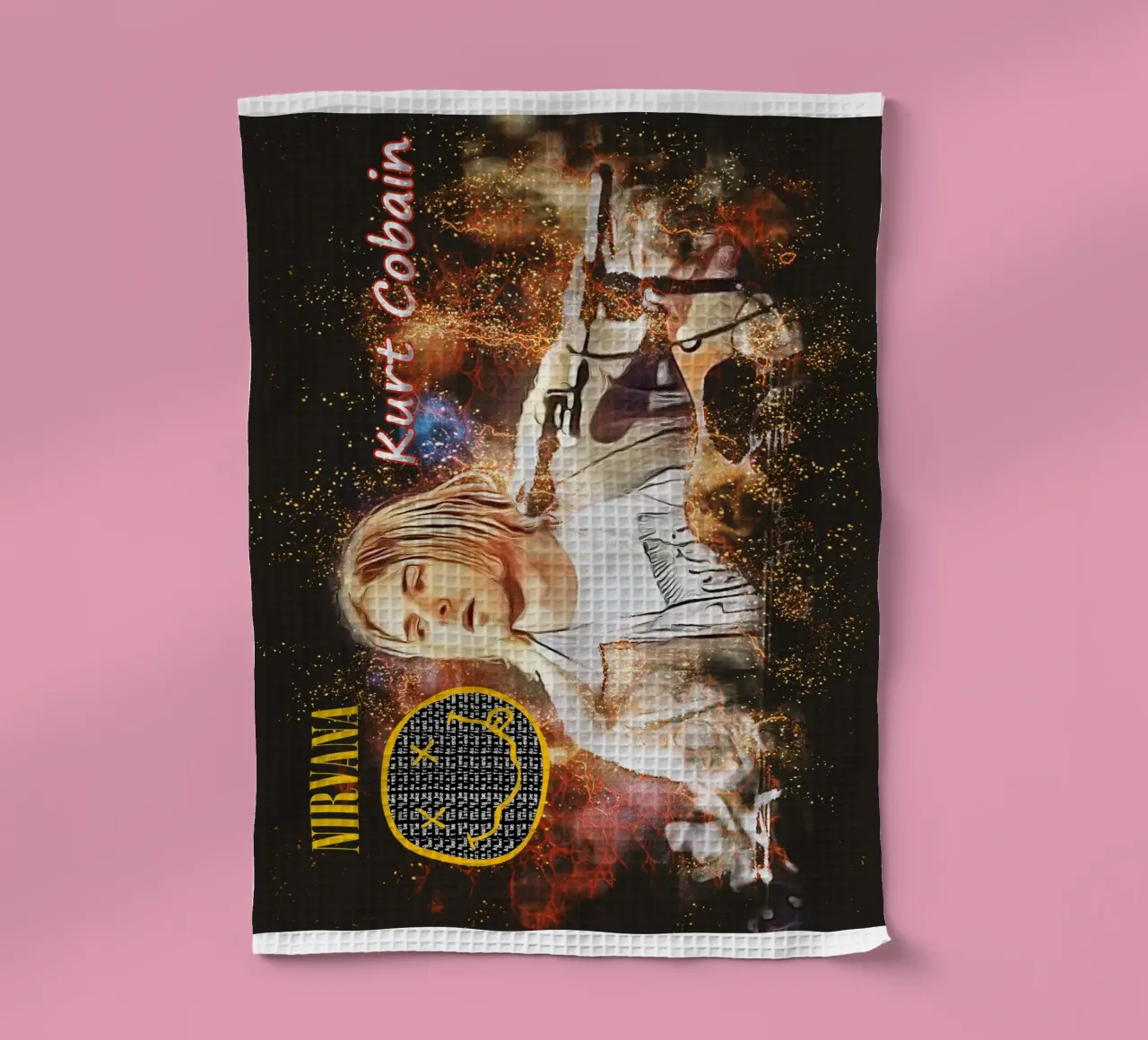 Kurt Cobain: The Fragile Icon Who Changed Music Forever tea towel by Abasa Inaraya