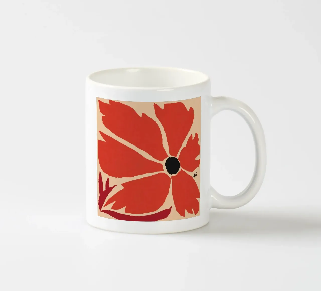 Bold Crimson Bloom ceramic mug by Frosh Pallete