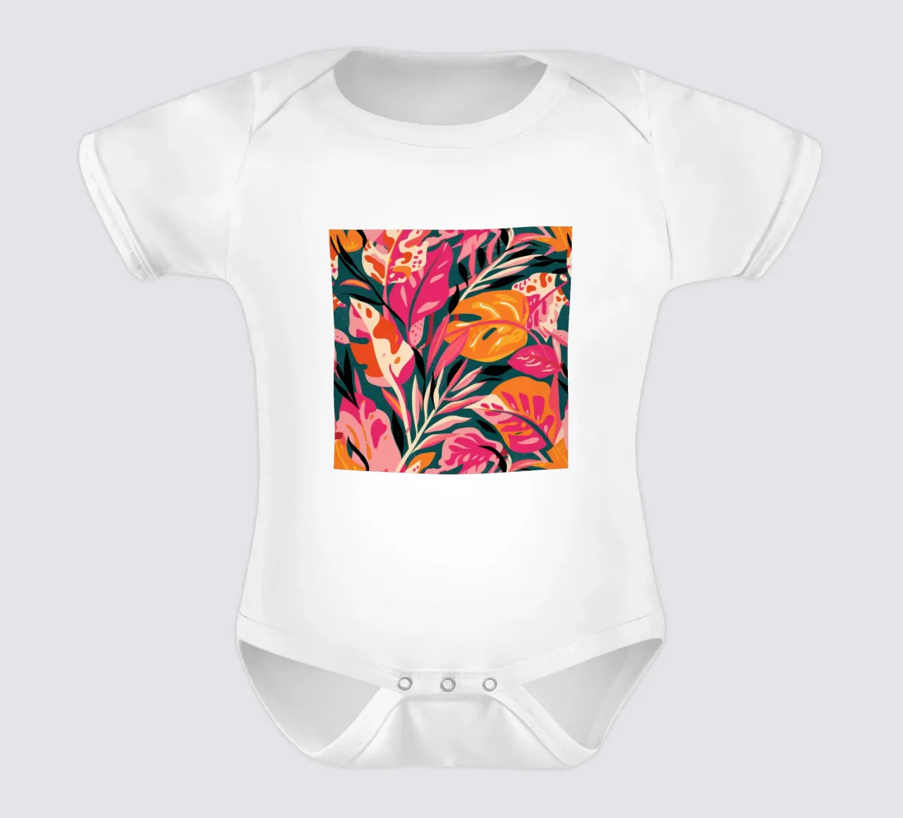 Rosa caldo tropicale body neonato maniche corte da Lunar Valentina