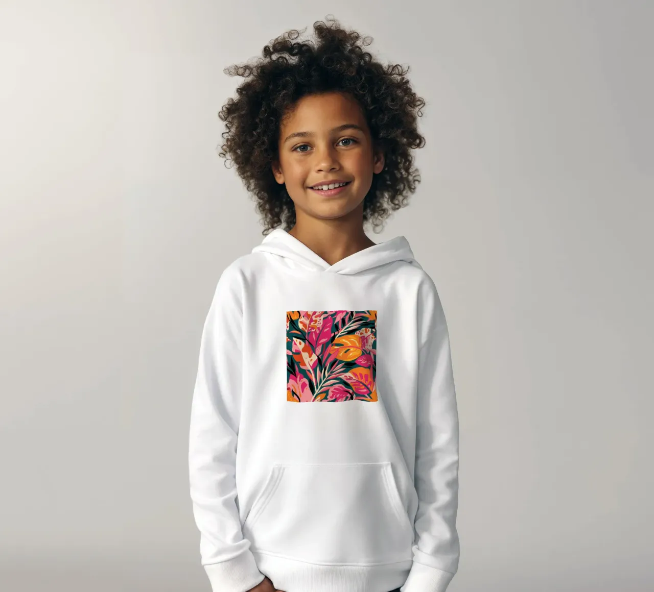 Rosa caldo tropicale felpa bambino con cappuccio da Lunar Valentina