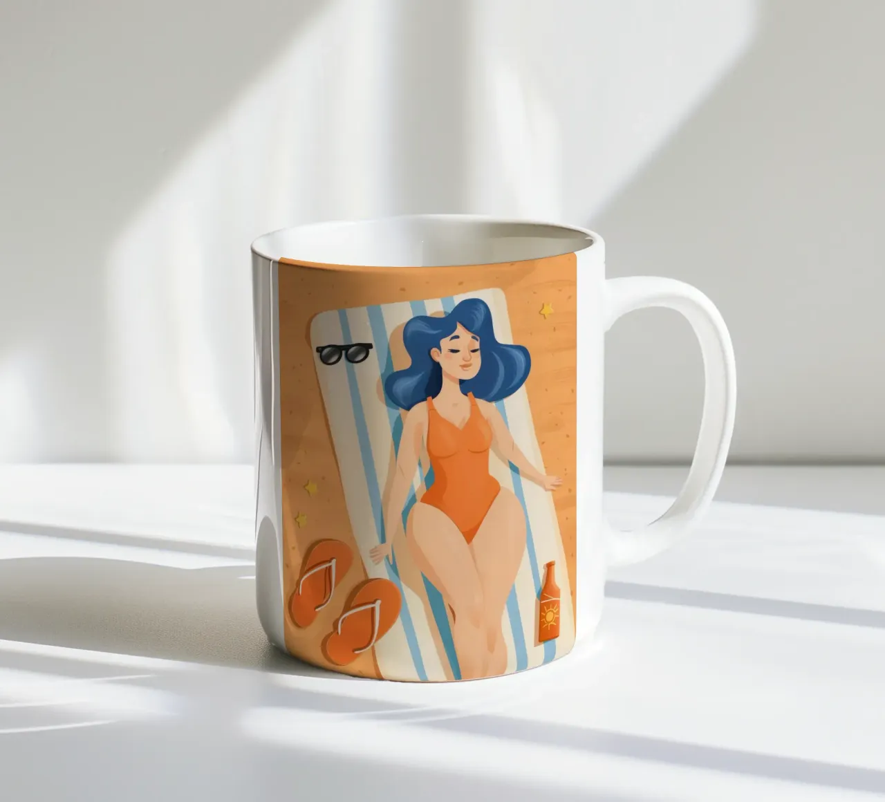 Bagnante dai capelli azzurri tazza in ceramica da Frosh Pallete