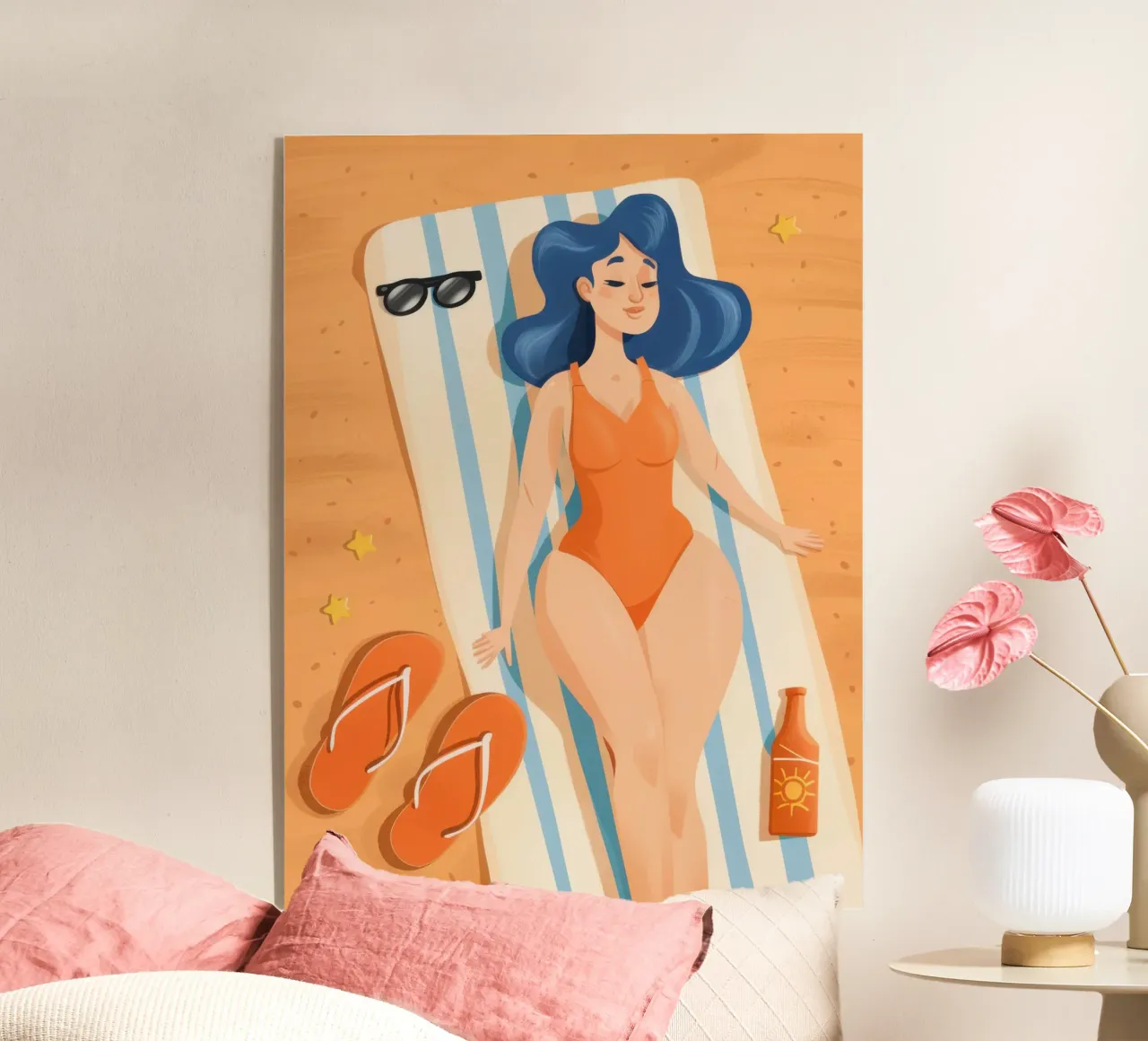 Azuurharige zonnebader acryl van Frosh Pallete