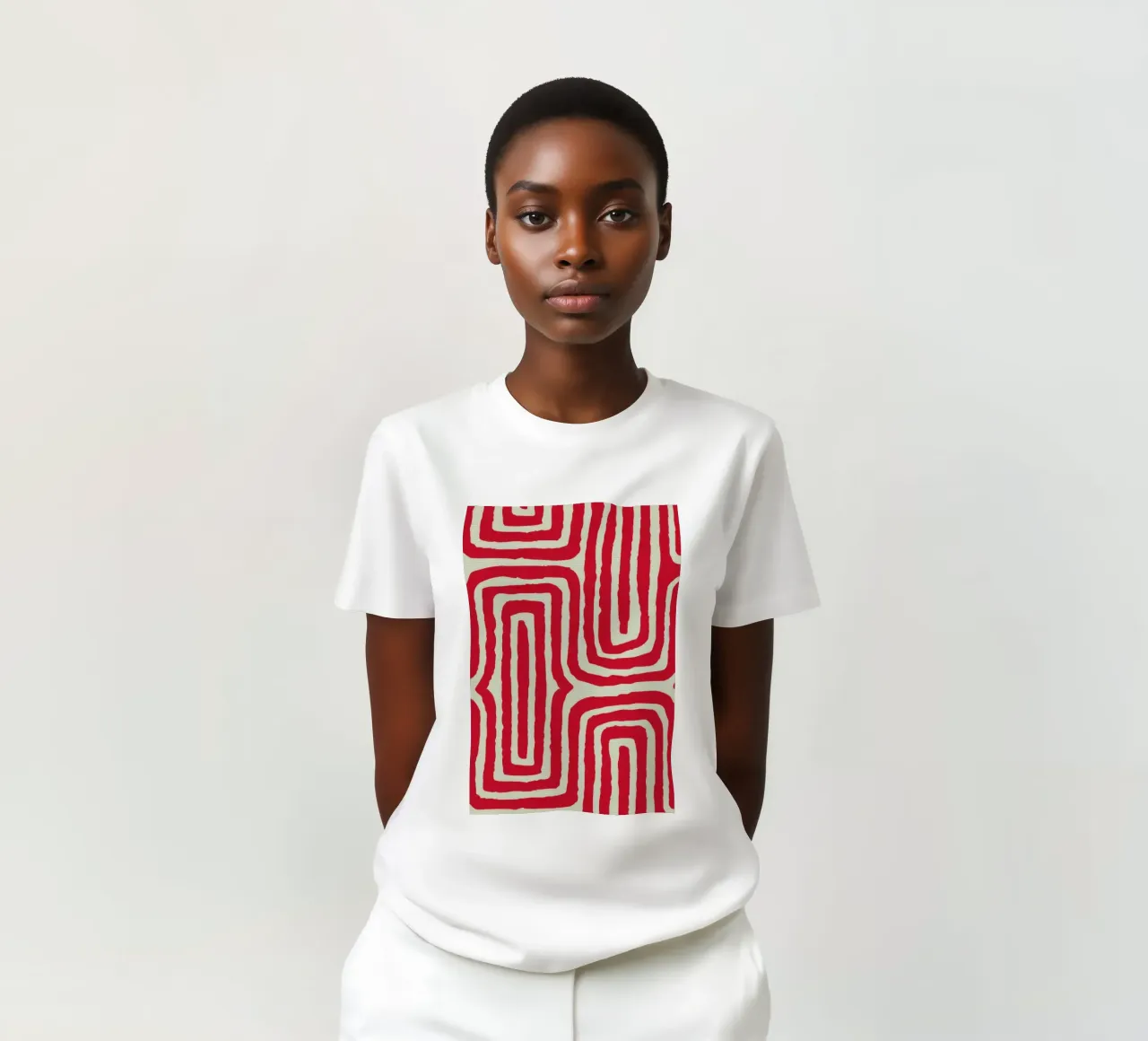 Red Labyrinth Pattern t-shirt by Lunar Valentina