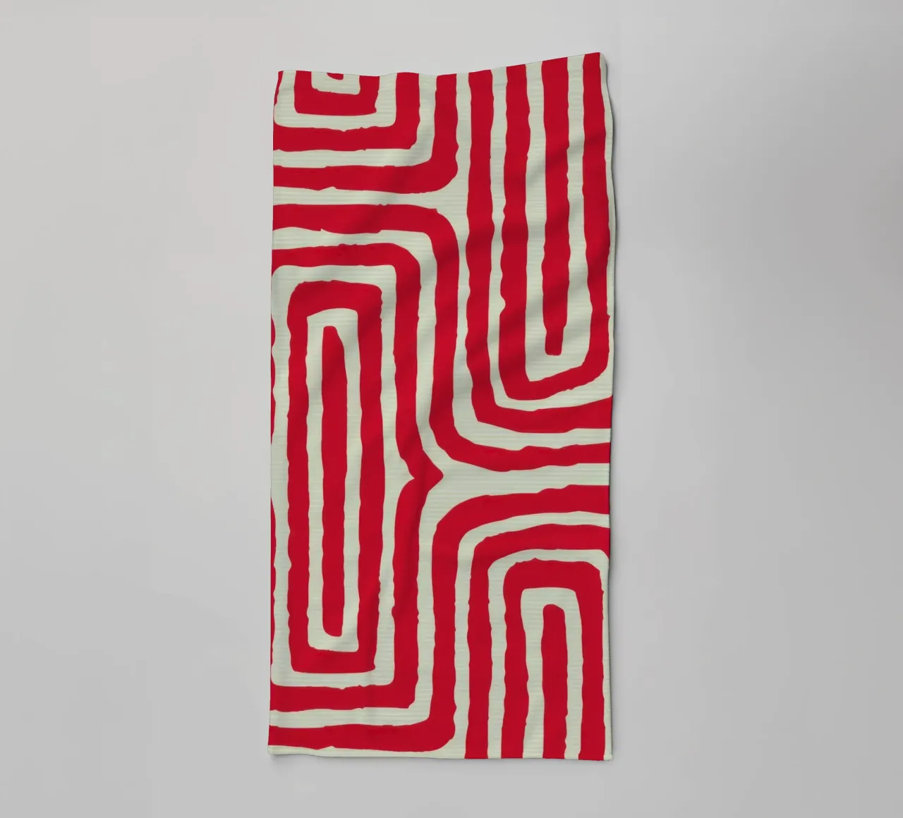 Red Labyrinth Pattern towel by Lunar Valentina
