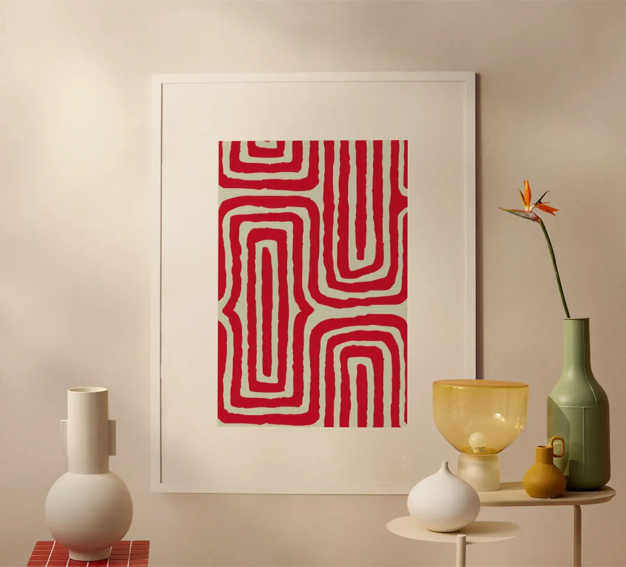 Red Labyrinth Pattern hahnemühle by Lunar Valentina